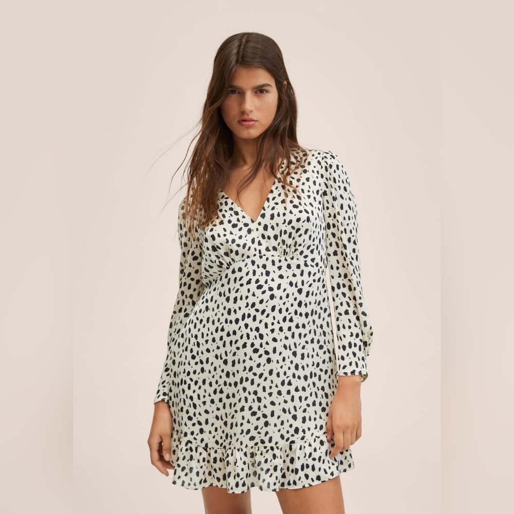 ✨️NWT✨️ MANGO long sleeve short dress with frill (small)